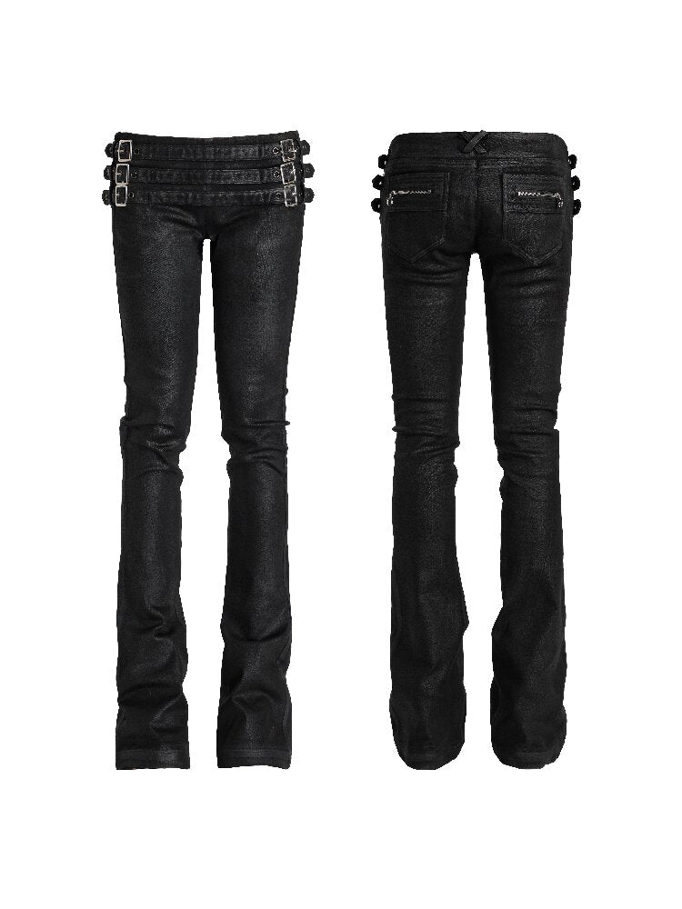 Waxed Multi Strap Flared Pants【s0000018565】