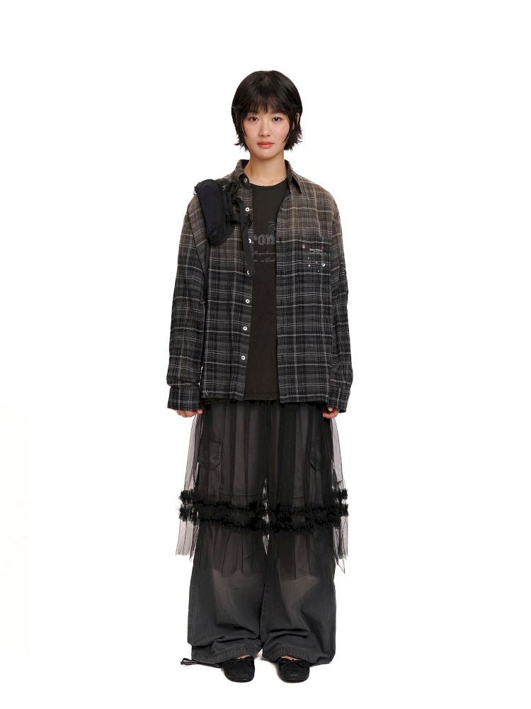Gradient spray horsey loose shirt jacket【s0000013423】