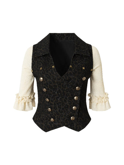 Lace Leopard Print Denim Jacket【s0000016212】