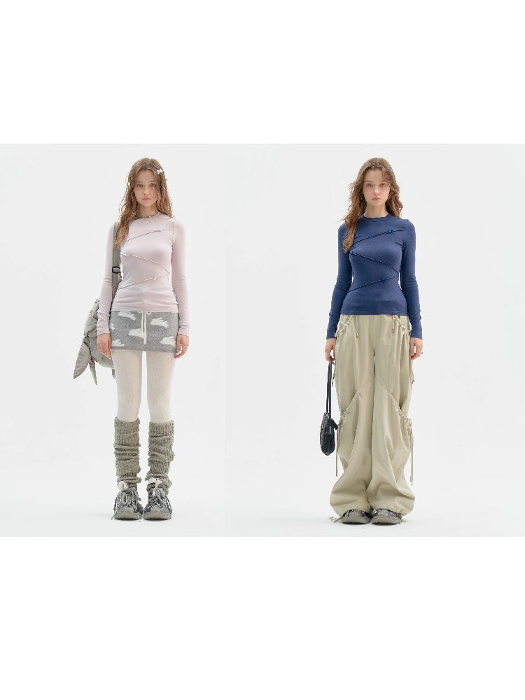 Structure Bow Long Sleeve Top【s0000011522】