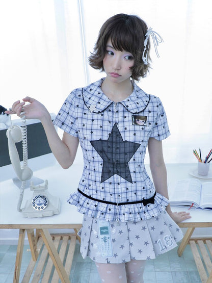 Old-School Zipper Star Pattern Shirt【s0000017127】
