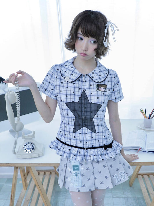 Old-School Zipper Star Pattern Shirt【s0000017127】