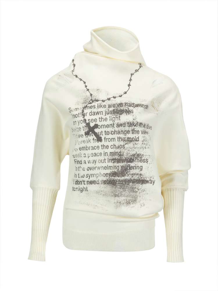 Graffiti Bat Sleeve Pleated Sweater【s0000014669】