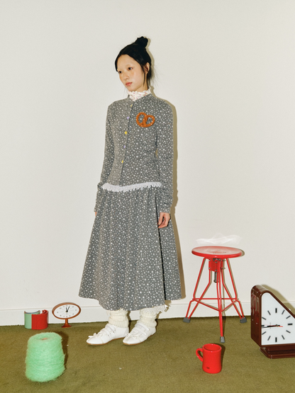 Starry Polka Dot Knit Cardigan Skirt Set【s0000018691】