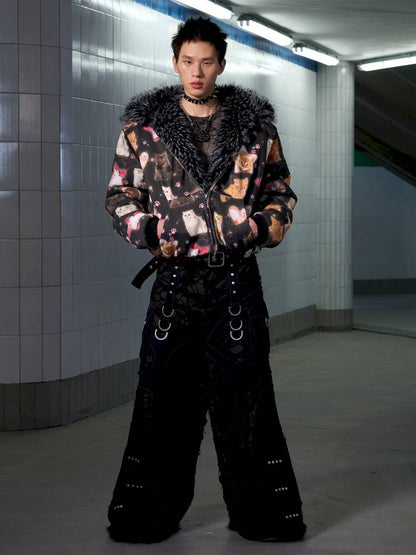 Cat Print Reversible Fleece Jacket【s0000014414】