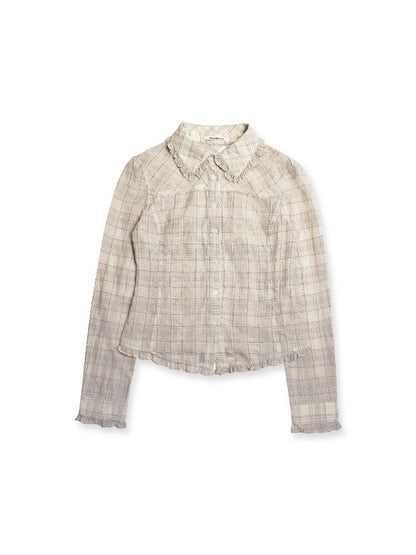Slim Ruffled Sheer Check Shirt【s0000016141】