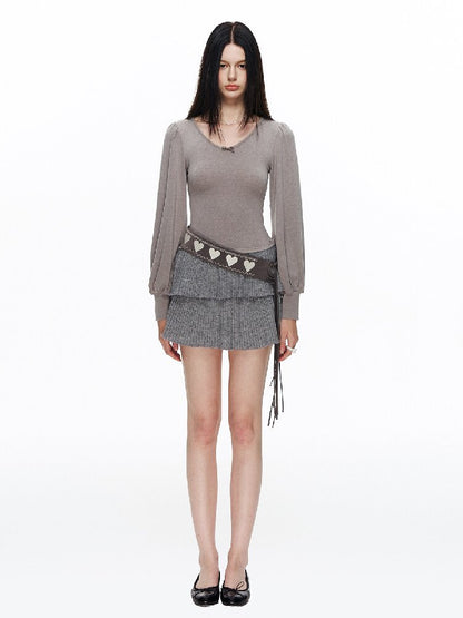 Lantern Patchwork Knitted Skirt【s0000015882】