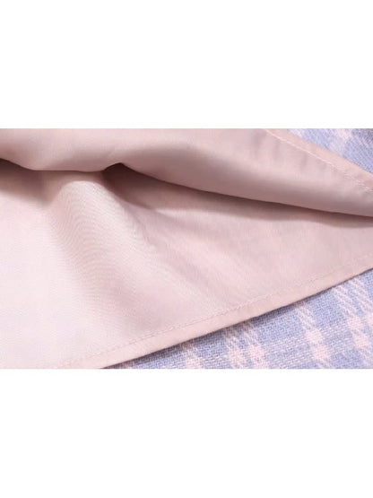 Purple Pink Plaid Peplum A-line Skirt【s0000005256】