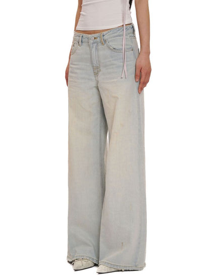 Spray horsey loose denim pants【s0000013442】