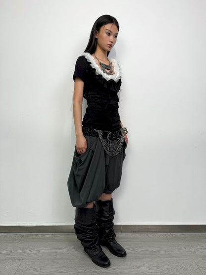 Multi-layer Lace Ruffle Slim T【s0000012213】