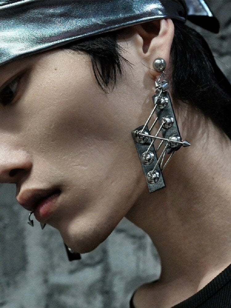 Heavy Pure Handmade Leather Punk Earrings【s0000018873】