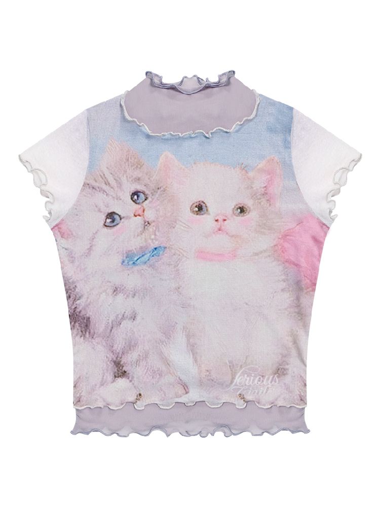 Cat Printed Short Sleeve T-shirt【s0000012255】