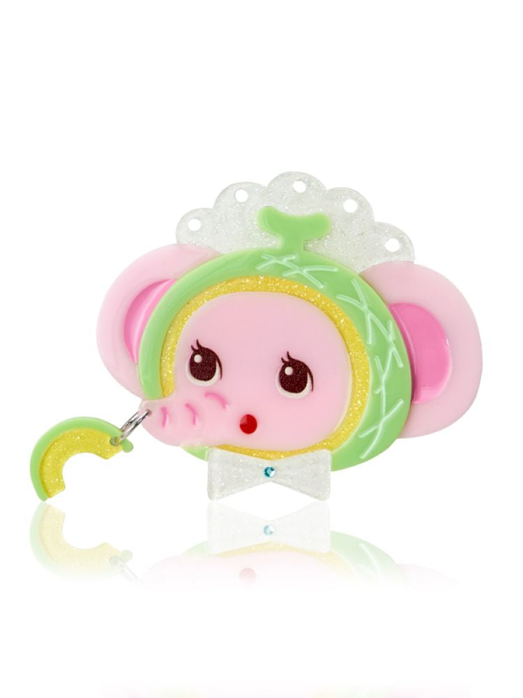 Elephant & Cream Bear Acrylic Patchwork Hair Clips【s0000013706】