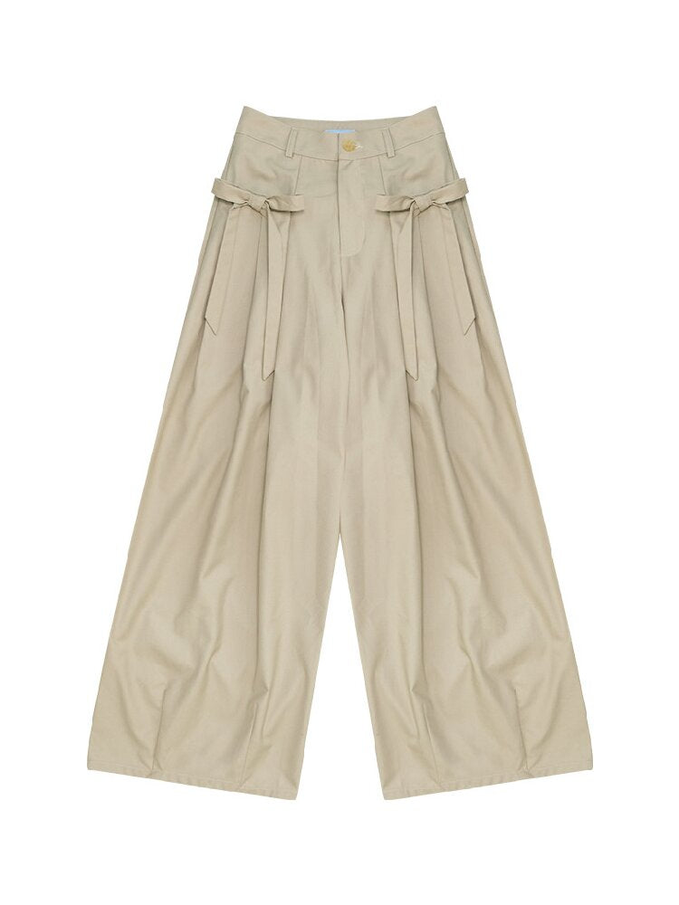 Soft Bow Drape Casual Wide Pants【s0000017874】