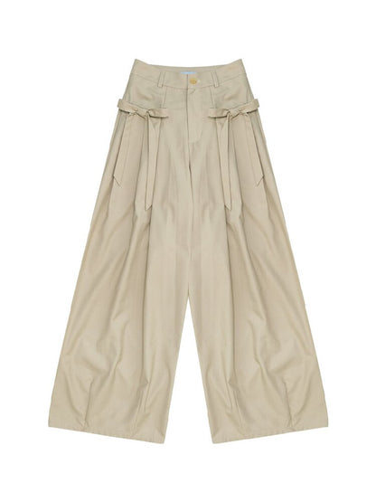 Soft Bow Drape Casual Wide Pants【s0000017874】
