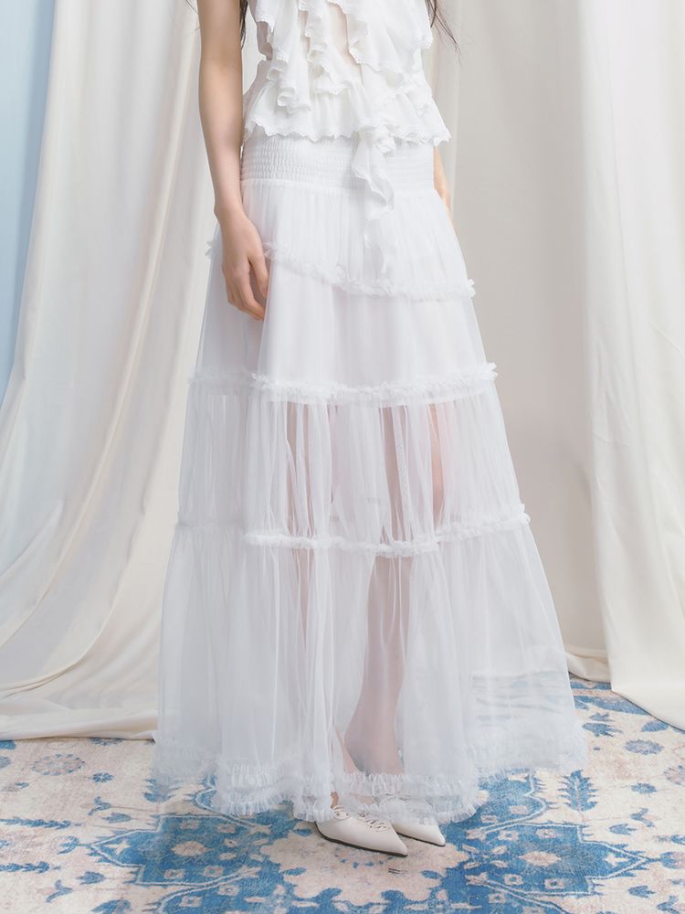 Semi-Sheer Vibe Halter Long Skirt【s0000012158】