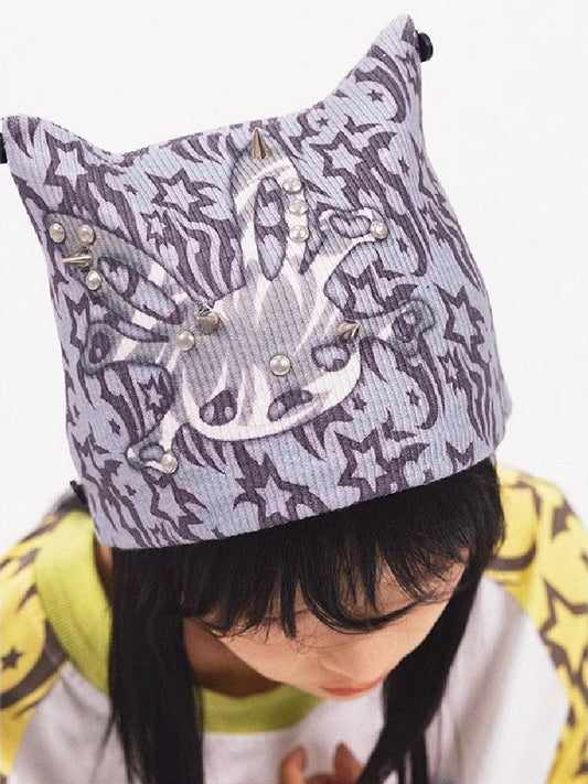 Bunny Skull Printed Knit Cap【s0000005964】