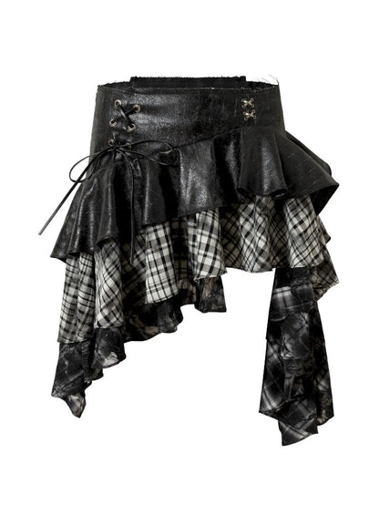 Heavy leather bustier skirt【s0000013467】