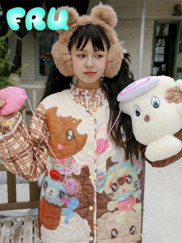 Doll Print Reversible Quilted Jacket【s0000015106】