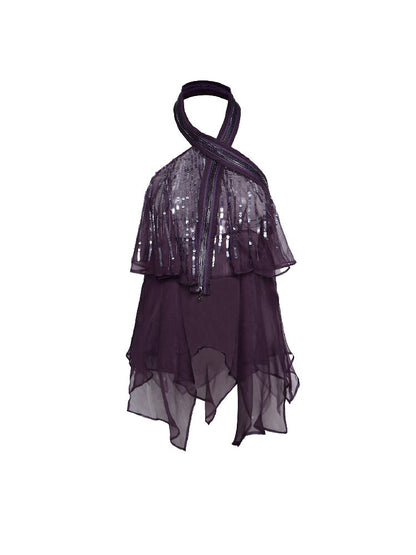 Mulberry Silk Patchwork Halter Top【s0000017655】