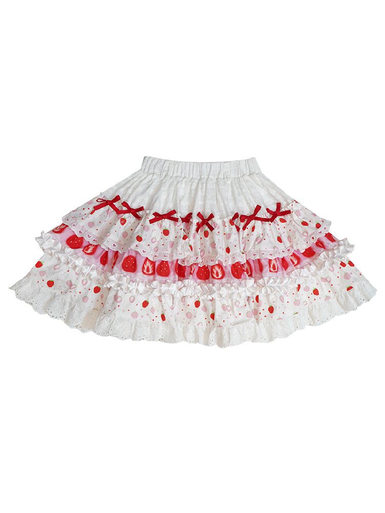 Cake Print Lace Bow Short Skirt【s0000018539】