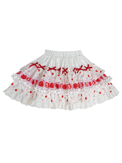 Cake Print Lace Bow Short Skirt【s0000018539】