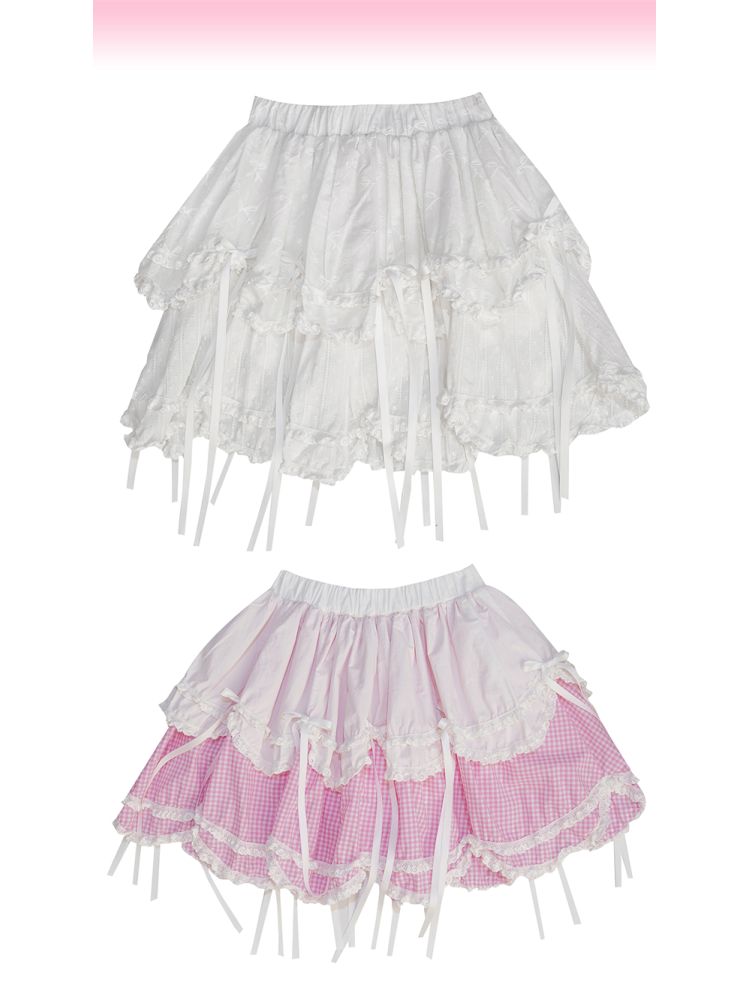 Double-layer bow-tie short skirt【s0000012764】