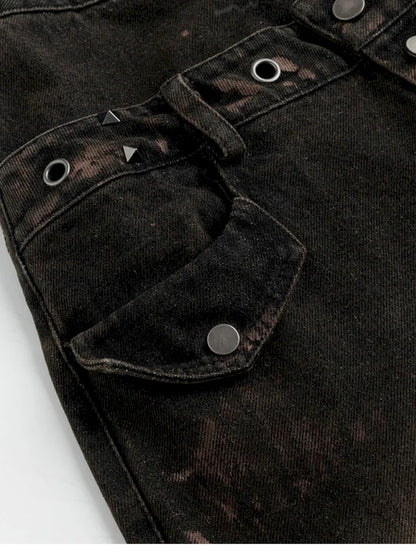 Patchwork Distressed Low-Rise Jeans【s0000013966】