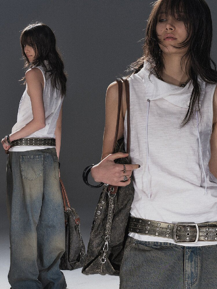 Drawstring Texture Sleeveless Vest【s0000016244】