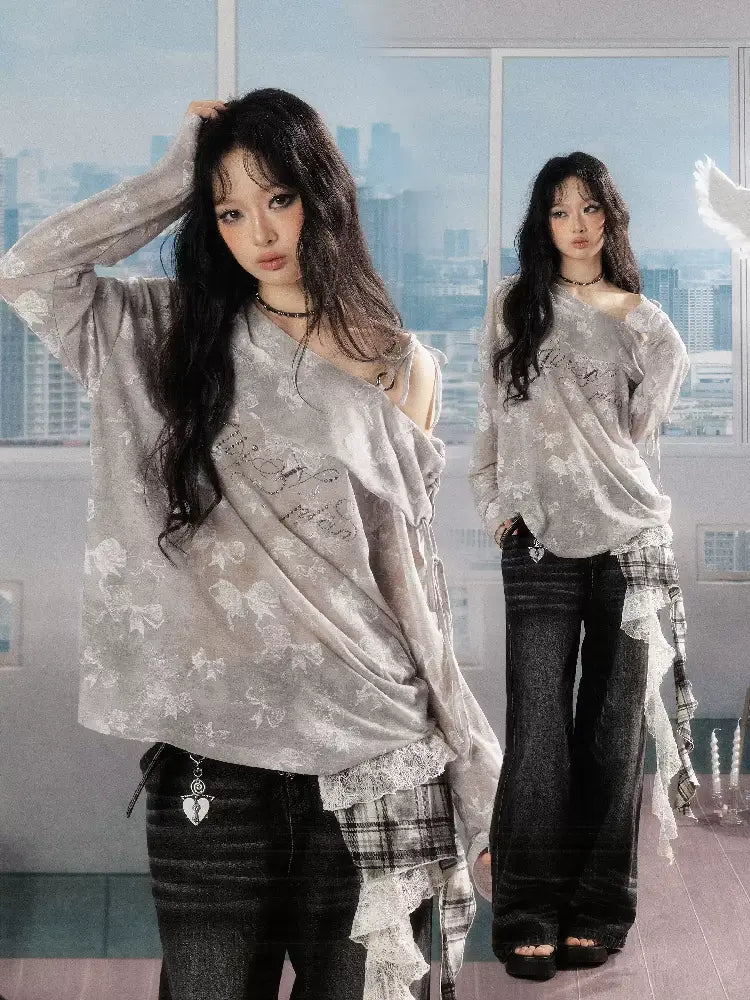 Slanted Collar Bow Sunscreen Top【s0000016526】