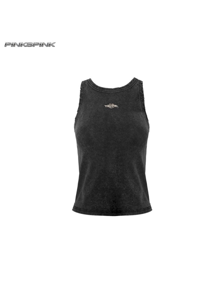Metal logo elastic slim-fit top【s0000012973】