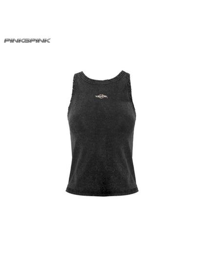Metal logo elastic slim-fit top【s0000012973】