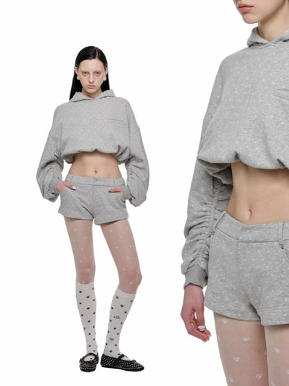 Cat's Paw Long Short Polka Dot Hooded Cardigan Sweatshirt Sweatpants Set【s0000011566】