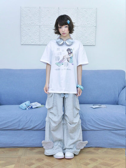 Teal Green Wings Cargo Pants【s0000016549】