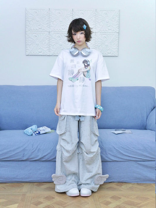 Teal Green Wings Cargo Pants【s0000016549】