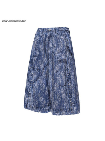 Genderless denim 8-inch shorts【s0000012982】