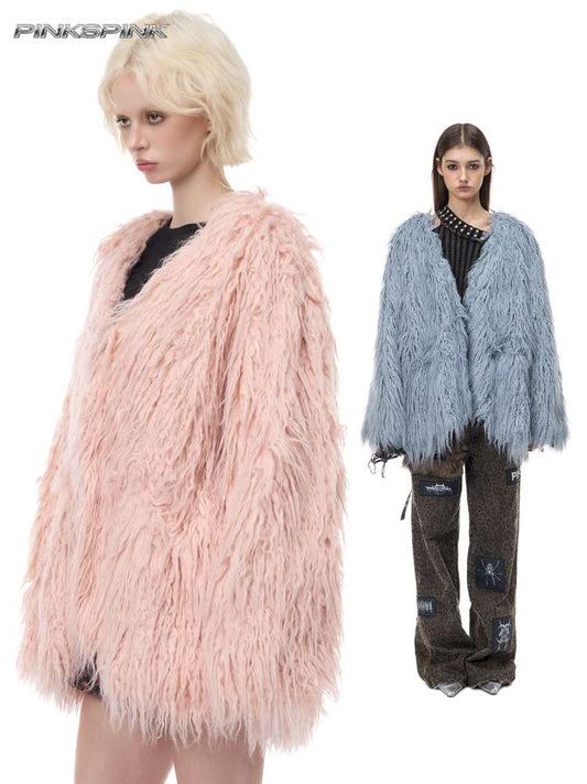 Pink Blue Sheep Fur Gal Jacket【s0000015133】