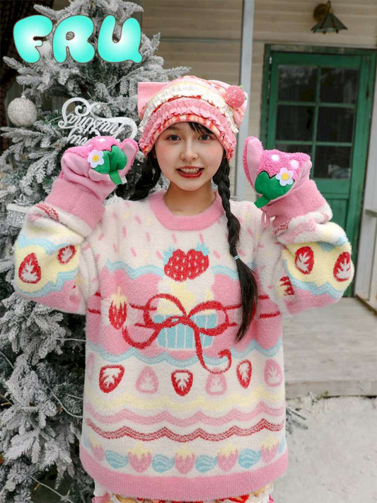 Pink Mink Hair Strawberry Sweater【s0000015103】