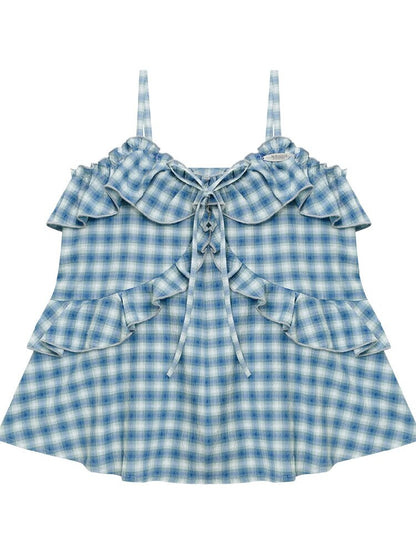 Ruffled Plaid Slimming Camisole【s0000017315】