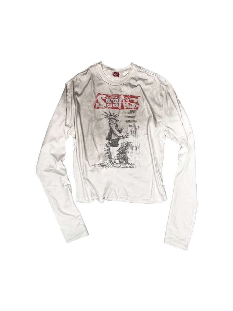 Gradient Distressed Print T-Shirt【s0000018320】