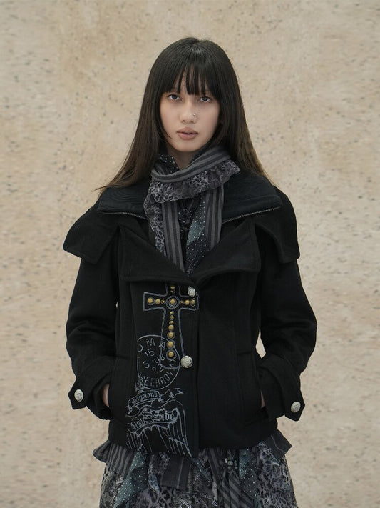 Vintage Cross Print Rivet Jacket【s0000018073】