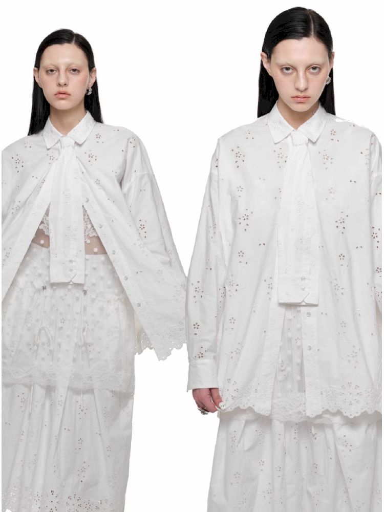 Hollow Jacquard Fabric Silhouette Shirt【s0000011619】