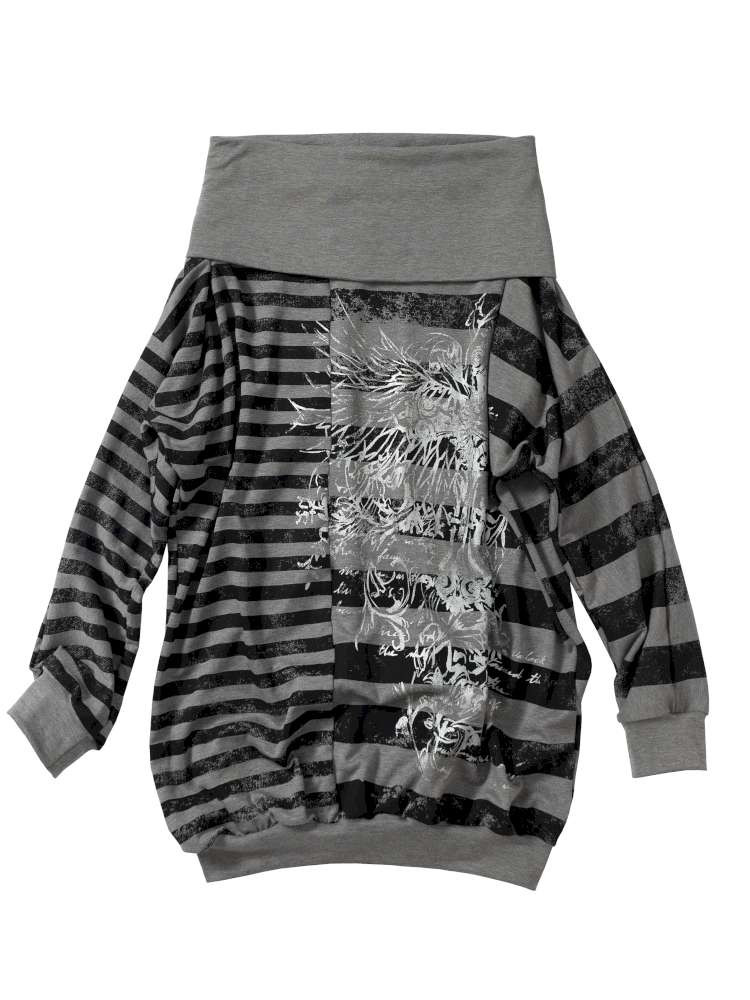 Striped Print Loose Bat Sleeve Dress【s0000014658】