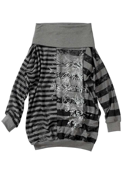 Striped Print Loose Bat Sleeve Dress【s0000014658】