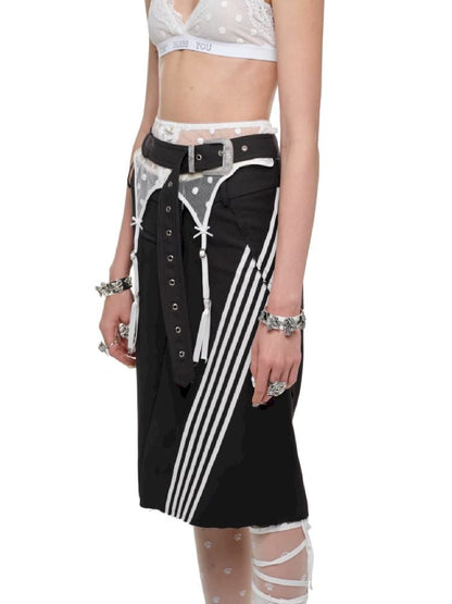 Patchwork Suit Mid-Length Wrap Hip Skirt【s0000011616】