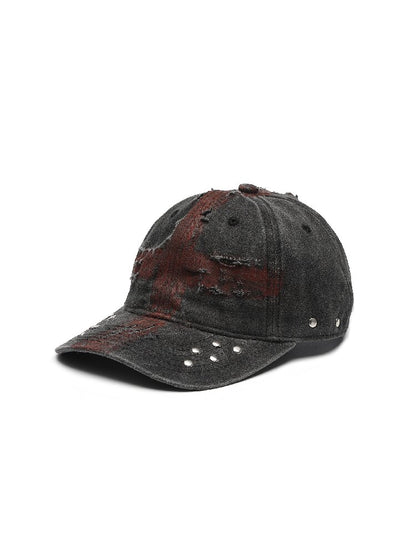 Distressed Hole Rivet Baseball Cap【s0000018989】