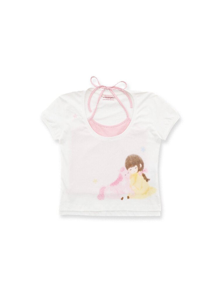 Girls Horse Print Short Sleeve T-shirt【s0000016102】