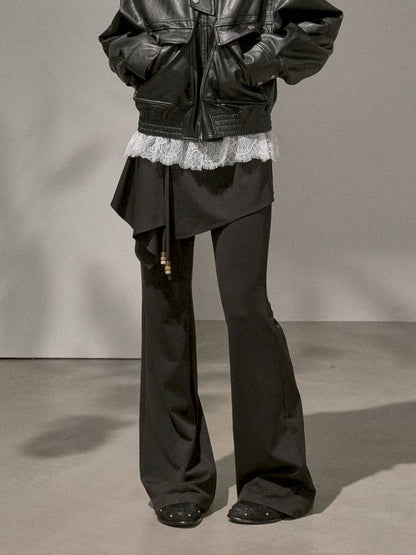 Beaded Drawstring Relaxed Fit Trousers【s0000014408】