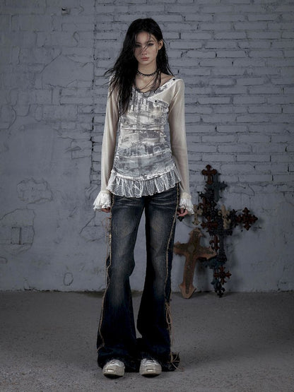 메쉬 스 플라이 싱 슬림 스트레치 긴 슬리브 티셔츠 [S0000011824]