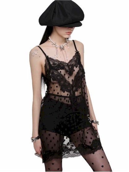 Lace See Through Halter Dress【s0000011602】